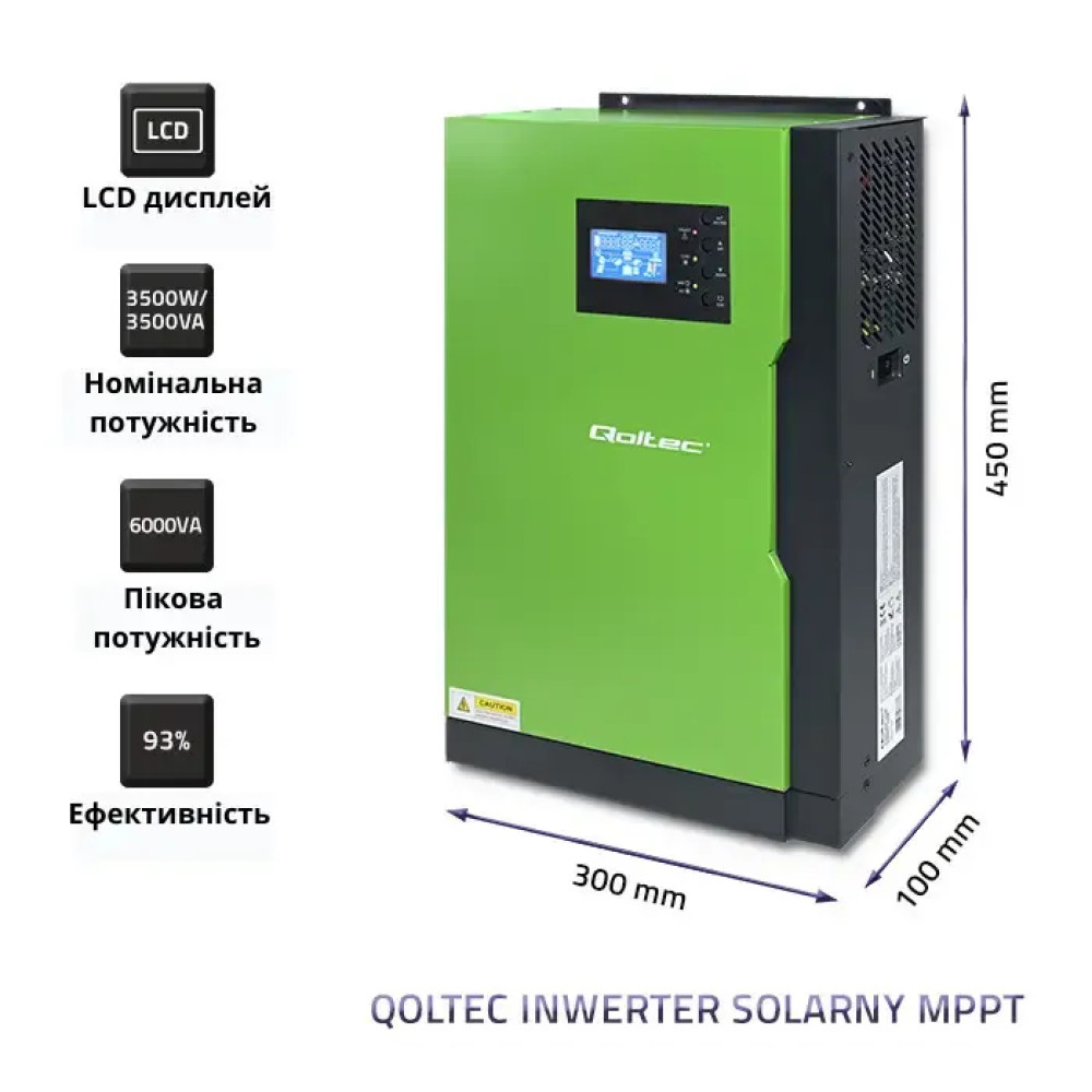 Гібридний інвертор Qoltec Solar Off-Grid 5,5 кВт | 100А | 48 В | MPPT (Q53887)