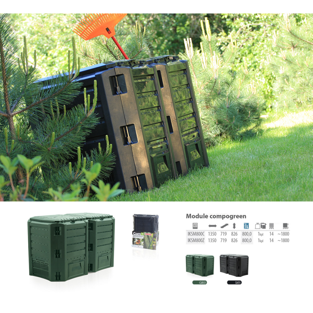 Компостер садовий PROSPERPLAST 2модуля 800л чорний Польща (IKLM800C-S411)